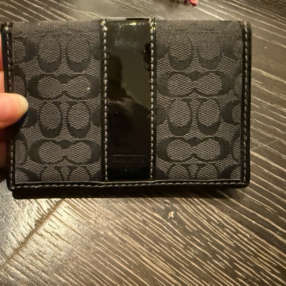 Coach Black Card Case with Glossy Accent - Picture 5 of 8